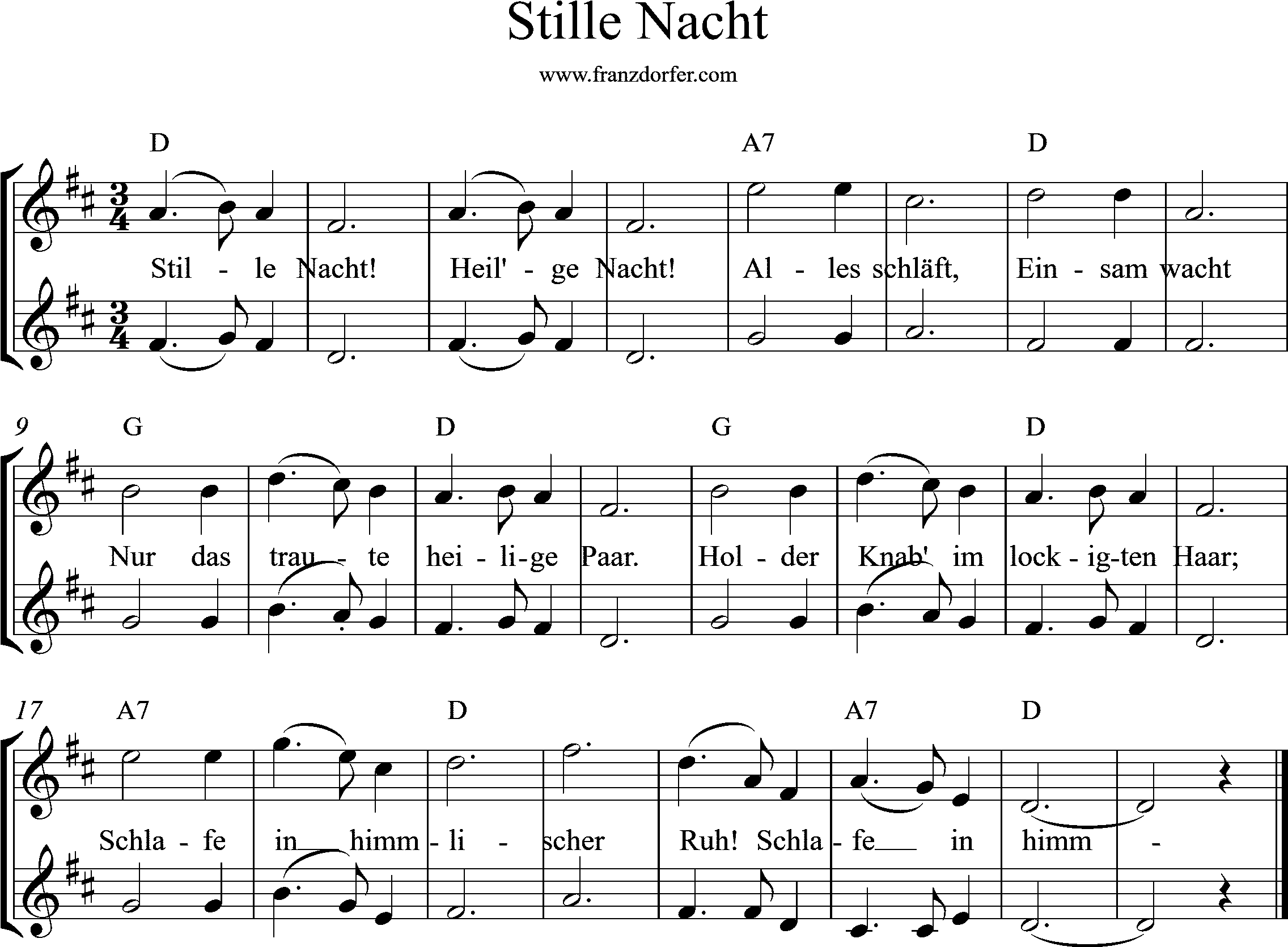 Geige, Violine, D-Dur, Stille Nacht